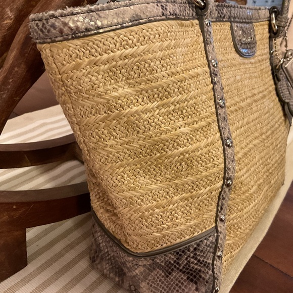 Coach Hampton Python straw bag - Picture 8 of 13
